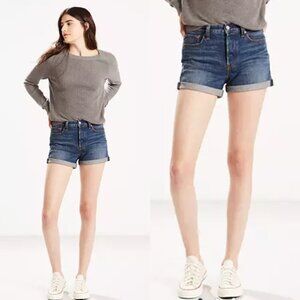 Levi's High Rise Wedgie Shorts White Oak Blue Dark Wash, Sz 28